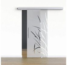 Porte coulissante en verre avec décor d''herbes pour l''intérieur
