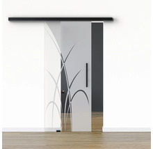 Pertura Glasschiebetür Komplettset Glera Green 02 775x2050 mm Links inkl.Beschlag Selir Aluminium schwarz,Stangengriff