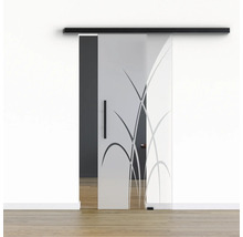 Pertura Glasschiebetür Komplettset Glera Green 02 775x2050 mm Rechts inkl.Beschlag Selir Aluminium schwarz,Stangengriff