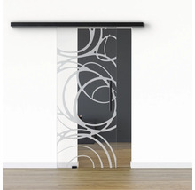 Pertura Glasschiebetür Komplettset Glera Mystic 01 775x2050 mm Links inkl.Beschlag Selir Aluminium schwarz,Stangengriff