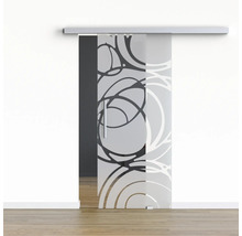 Porte coulissante en verre avec motif et système de porte coulissante devant un mur