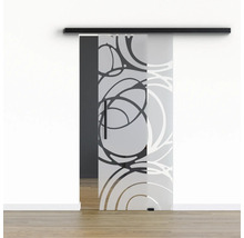 Pertura Glasschiebetür Komplettset Glera Mystic 02 775x2050 mm Rechts inkl.Beschlag Selir Aluminium schwarz,Stangengriff