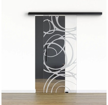 Pertura Glasschiebetür Komplettset Glera Mystic 01 900x2050 mm Rechts inkl.Beschlag Selir Aluminium schwarz,Stangengriff