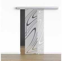 Porte coulissante en verre avec motif