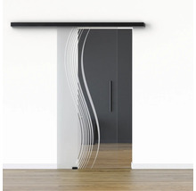 Pertura Glasschiebetür Komplettset Glera Reflect 01 900x2050 mm Links inkl.Beschlag Selir Aluminium schwarz,Stangengriff