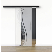 Pertura Glasschiebetür Komplettset Glera Reflect 02 775x2050 mm Links inkl.Beschlag Selir Aluminium schwarz,Stangengriff
