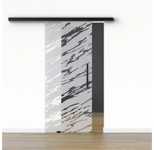 Pertura Glasschiebetür Komplettset Glera Vision 02 775x2175 mm Links inkl.Beschlag Selir Aluminium schwarz,Stangengriff