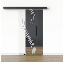 Pertura Glasschiebetür Komplettset Glera Essence 01 775x2050 mm Links inkl.Beschlag Selir Aluminium schwarz,Stangengriff
