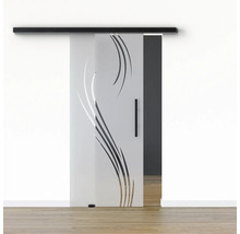 Pertura Glasschiebetür Komplettset Glera Essence 02 775x2175 mm Links inkl.Beschlag Selir Aluminium schwarz,Stangengriff