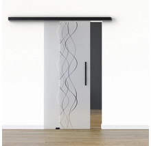 Pertura Glasschiebetür Komplettset Glera Curl 02 775x2050 mm Links inkl.Beschlag Selir Aluminium schwarz,Stangengriff