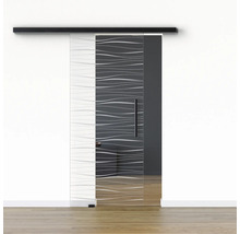 Pertura Glasschiebetür Komplettset Glera Tidal 01 775x2050 mm Links inkl.Beschlag Selir Aluminium schwarz,Stangengriff