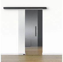 Pertura Glasschiebetür Komplettset Glera Ripple 01 775x2175 mm Links inkl.Beschlag Selir Aluminium schwarz,Stangengriff