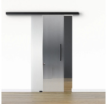 Pertura Glasschiebetür Komplettset Glera Ripple 02 775x2050 mm Links inkl.Beschlag Selir Aluminium schwarz,Stangengriff