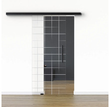 Pertura Glasschiebetür Komplettset Glera Mesh 01 775x2175 mm Links inkl.Beschlag Selir Aluminium schwarz,Stangengriff