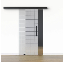 Pertura Glasschiebetür Komplettset Glera Mesh 02 775x2175 mm Links inkl.Beschlag Selir Aluminium schwarz,Stangengriff