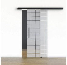 Pertura Glasschiebetür Komplettset Glera Mesh 02 775x2175 mm Rechts inkl.Beschlag Selir Aluminium schwarz,Stangengriff
