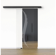 Pertura Glasschiebetür Komplettset Glera Sweep 01 775x2050 mm Links inkl.Beschlag Selir Aluminium schwarz,Stangengriff
