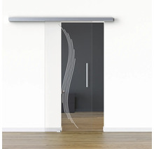 Glasschiebetür mit Griff und Designelement