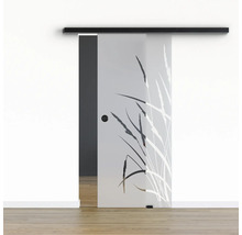 Pertura Glasschiebetür Komplettset Glera Blade 02 775x2175 mm Rechts inkl.Beschlag Selir Aluminium schwarz,Griffmuschel