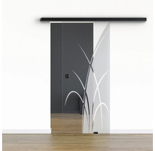 Pertura Glasschiebetür Komplettset Glera Green 01 775x2175 mm Rechts inkl.Beschlag Selir Aluminium schwarz,Griffmuschel