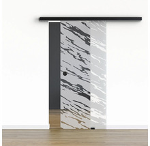 Pertura Glasschiebetür Komplettset Glera Vision 02 775x2050 mm Rechts inkl.Beschlag Selir Aluminium schwarz,Griffmuschel