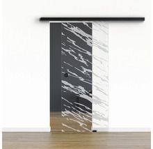 Pertura Glasschiebetür Komplettset Glera Vision 01 775x2050 mm Rechts inkl.Beschlag Selir Aluminium schwarz,Griffmuschel