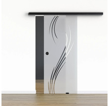 Pertura Glasschiebetür Komplettset Glera Essence 02 775x2050 mm Rechts inkl.Beschlag Selir Aluminium schwarz,Griffmuschel