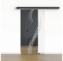 Pertura Glasschiebetür Komplettset Glera Essence 01 775x2050 mm Rechts inkl.Beschlag Selir Aluminium schwarz,Griffmuschel