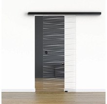 Pertura Glasschiebetür Komplettset Glera Tidal 01 775x2050 mm Rechts inkl.Beschlag Selir Aluminium schwarz,Griffmuschel