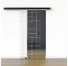 Pertura Glasschiebetür Komplettset Glera Mesh 01 775x2175 mm Links inkl.Beschlag Selir Aluminium schwarz,Griffmuschel