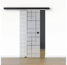 Pertura Glasschiebetür Komplettset Glera Mesh 02 775x2175 mm Links inkl.Beschlag Selir Aluminium schwarz,Griffmuschel