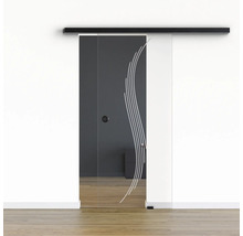 Pertura Glasschiebetür Komplettset Glera Sweep 01 775x2050 mm Rechts inkl.Beschlag Selir Aluminium schwarz,Griffmuschel