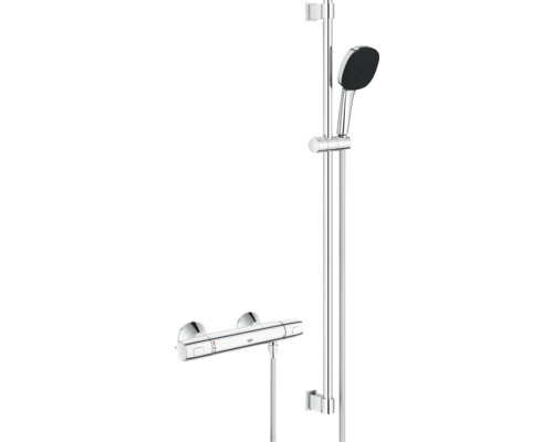 Robinet de douche avec thermostat Grohe Quickfix Precision Trend chrome 34855003 Barre de douche avec douchette à main et mitigeur thermostatique pour douche