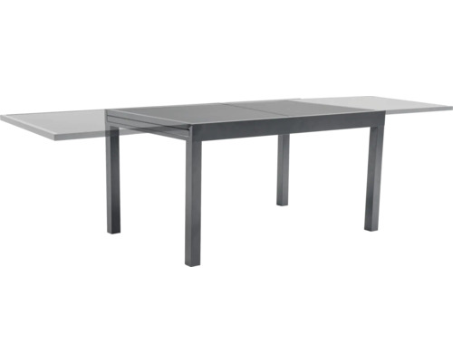 Ausziehbarer Gartentisch mit Tischplatte und Metallgestell