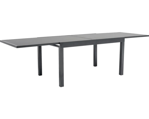 Ausziehbarer Gartentisch mit Aluminiumgestell und Tischplatte