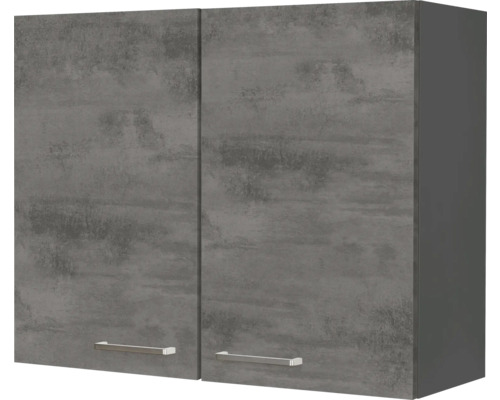 Armoire suspendue NOBILIA Industrial 90 x 35 x 72 cm façade béton gris ardoise mat corps gris ardoise butée gauche droite monté