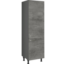 Armoire pour réfrigérateur NOBILIA Industrial pour réfrigérateur encastré de 178 cm lxpxh 60 x 58 x 217 cm béton gris ardoise mat prémonté tirant droite 4004539050396