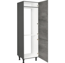 Armoire pour réfrigérateur NOBILIA Industrial pour réfrigérateur encastré de 178 cm lxpxh 60 x 58 x 217 cm béton gris ardoise mat prémonté tirant droite 4004539050396