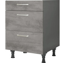 Meuble pour table de cuisson NOBILIA Industrial lxpxh 60 x 58 x 87 cm béton gris ardoise mat prémonté