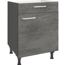 Meuble pour table de cuisson NOBILIA Industrial lxpxh 60 x 58 x 87 cm béton gris ardoise mat prémonté tirant droite