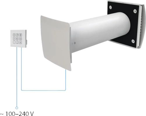 Ventilateur mural avec élément de commande et indication de tension
