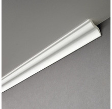Pièce avec une moulure décorative blanche au plafond