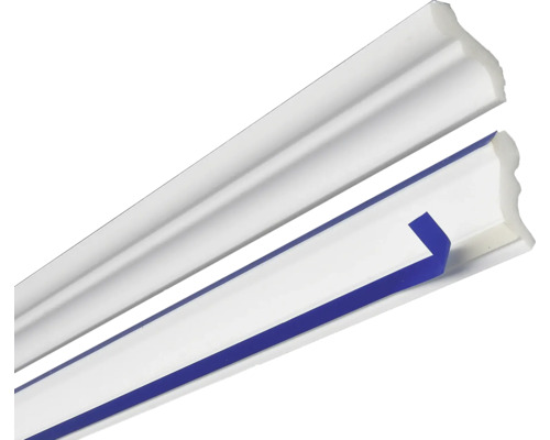 Zwei weiße Zierleisten aus Kunststoff
