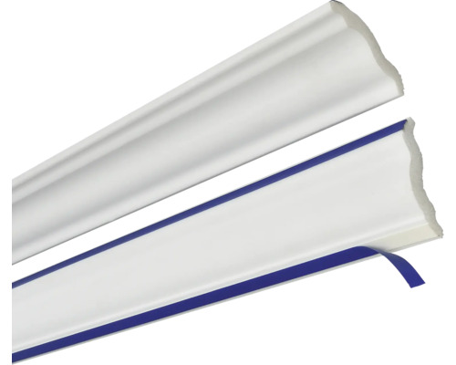 Zwei weiße Zierleisten aus Kunststoff