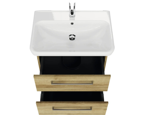 Meuble sous-lavabo avec deux tiroirs et lavabo en céramique