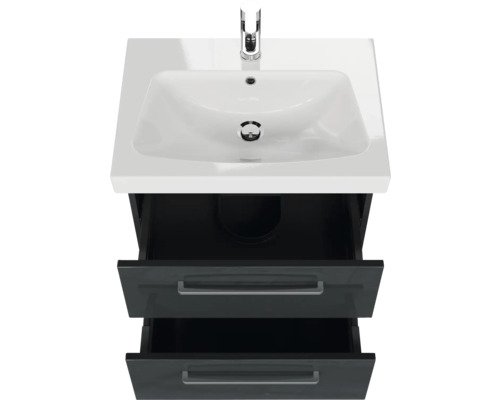 Waschtisch mit Unterschrank und zwei offenen Schubladen