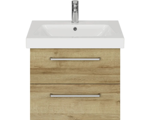 Meuble sous-lavabo avec deux tiroirs et lavabo en céramique