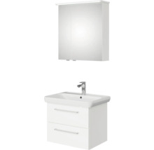 Badmöbel-Set Pelipal Sunline 105 BxHxT 69 x 200 x 48,5 cm Frontfarbe weiß hochglanz mit Keramik-Waschtisch Waschtischunterschrank und Spiegelschrank mit LED-Beleuchtung