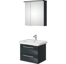 Badmöbel-Set Pelipal Sunline 105 BxHxT 69 x 200 x 48,5 cm Frontfarbe anthrazit mit Keramik-Waschtisch Waschtischunterschrank und Spiegelschrank mit LED-Beleuchtung