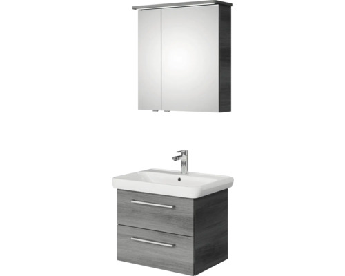 Badezimmerset mit Waschtischunterschrank, Waschbecken und Spiegelschrank